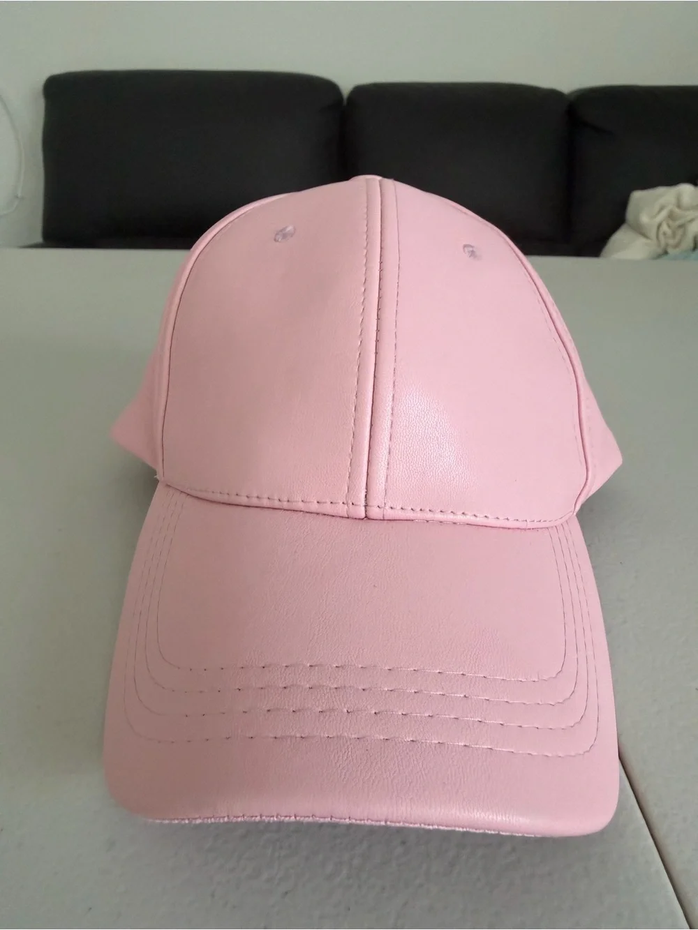 Pink Faux Leather Baseball Cap Adjustable Women’s Hat